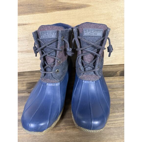 Sperry Duck Boots Womens Size 7 Saltwater Blue Wool Lace Up Ankle Top - Picture 6 of 11